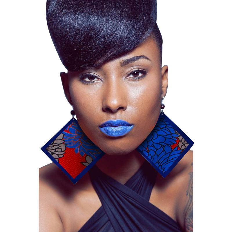 African print ethnic style retro earrings fashion geometric leaf earrings