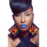 Load image into Gallery viewer, African print ethnic style retro earrings fashion geometric leaf earrings
