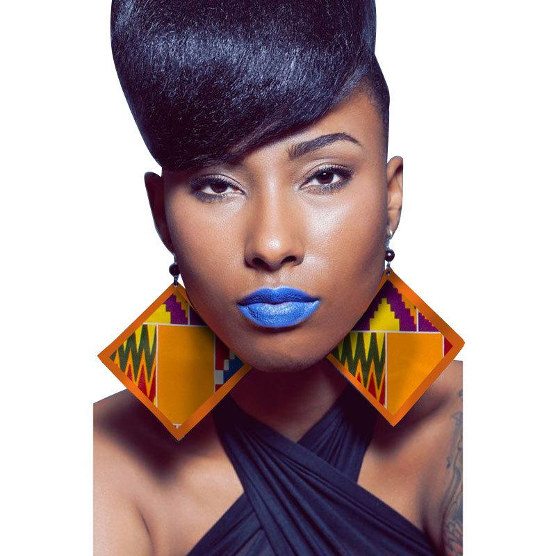 African print ethnic style retro earrings fashion geometric leaf earrings