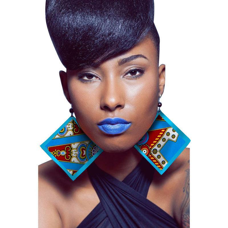 African print ethnic style retro earrings fashion geometric leaf earrings