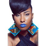Load image into Gallery viewer, African print ethnic style retro earrings fashion geometric leaf earrings
