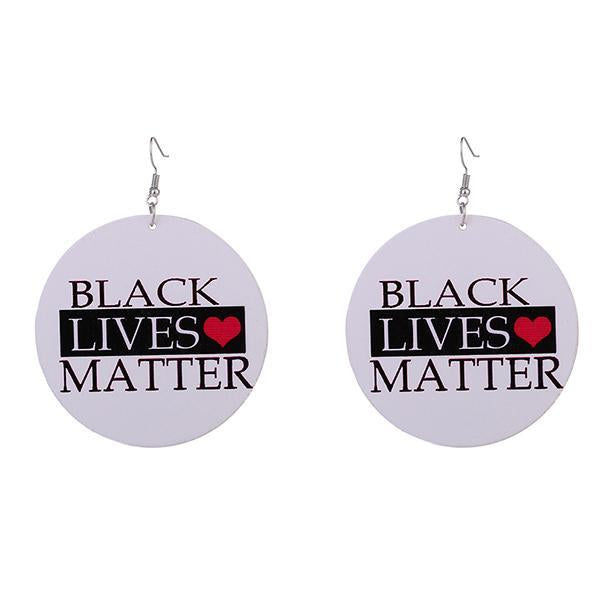 African woodchip letters exaggerated hip-hop earrings