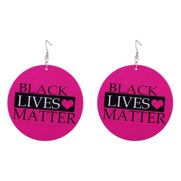 African woodchip letters exaggerated hip-hop earrings