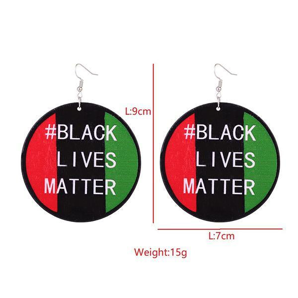 African woodchip letters exaggerated hip-hop earrings