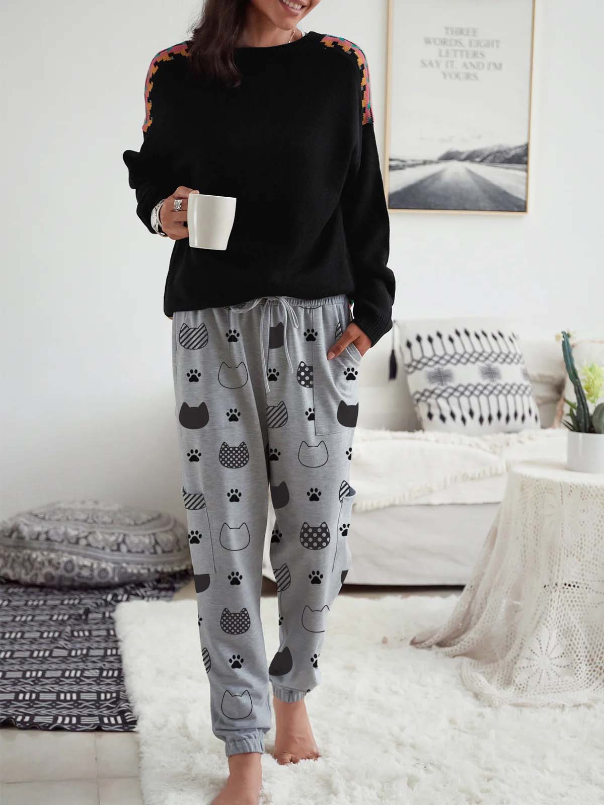 Ladies Pet Print Home Casual Pants