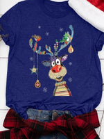 Load image into Gallery viewer, Ladies Christmas Elk Printed Short Sleeve Round Collar T-shirts
