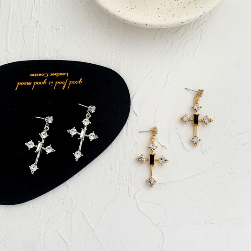 Women's Crystal Cross Vintage Earrings