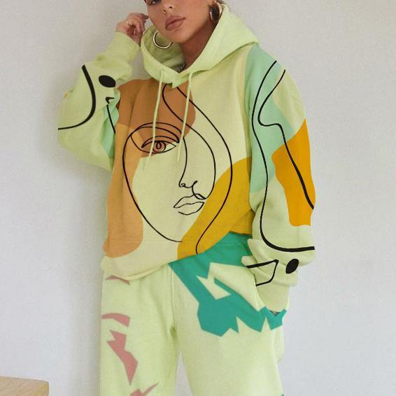 Two piece sets/ Co-ord no Thicken conventional Micro-elasticity Cotton-Blend Full Retro Casual