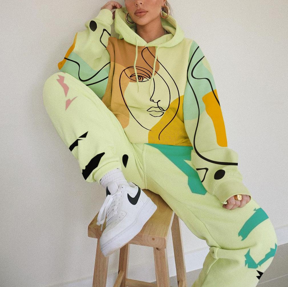 Two piece sets/ Co-ord no Thicken conventional Micro-elasticity Cotton-Blend Full Retro Casual