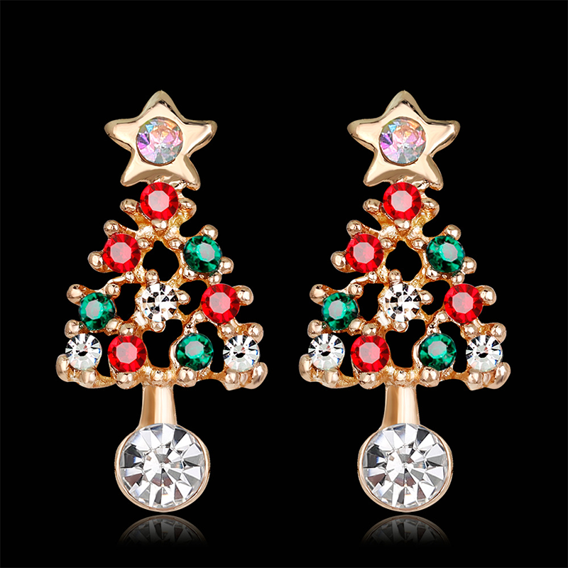 Women's Crystal Christmas Tree Earrings