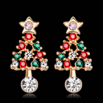 Load image into Gallery viewer, Women&#39;s Crystal Christmas Tree Earrings
