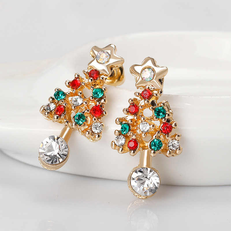 Women's Crystal Christmas Tree Earrings
