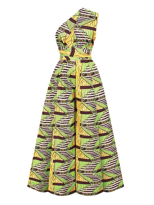 Women's Sexy African Print DIY Multi-wear Strappy Wide-leg Jumpsuit