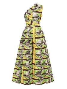Women's Sexy African Print DIY Multi-wear Strappy Wide-leg Jumpsuit
