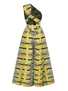 Women's Sexy African Print DIY Multi-wear Strappy Wide-leg Jumpsuit