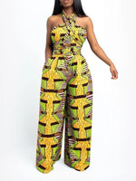Load image into Gallery viewer, Women&#39;s Sexy African Print DIY Multi-wear Strappy Wide-leg Jumpsuit

