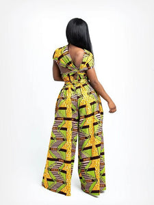 Women's Sexy African Print DIY Multi-wear Strappy Wide-leg Jumpsuit