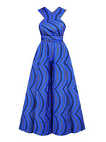 Load image into Gallery viewer, Women&#39;s Sexy African Print DIY Multi-wear Strappy Wide-leg Jumpsuit
