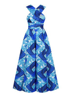 Load image into Gallery viewer, Women&#39;s Sexy African Print DIY Multi-wear Strappy Wide-leg Jumpsuit
