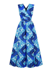 Women's Sexy African Print DIY Multi-wear Strappy Wide-leg Jumpsuit