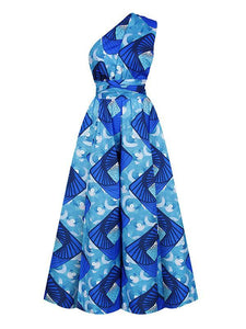Women's Sexy African Print DIY Multi-wear Strappy Wide-leg Jumpsuit