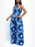 Load image into Gallery viewer, Women&#39;s Sexy African Print DIY Multi-wear Strappy Wide-leg Jumpsuit
