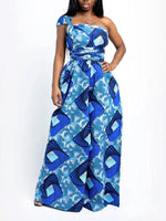 Load image into Gallery viewer, Women&#39;s Sexy African Print DIY Multi-wear Strappy Wide-leg Jumpsuit
