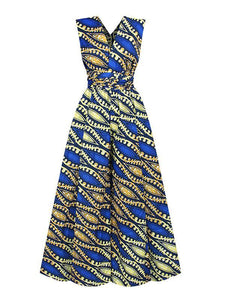 Women's Sexy African Print DIY Multi-wear Strappy Wide-leg Jumpsuit