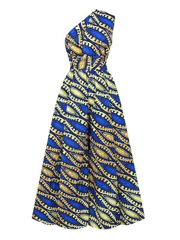 Women's Sexy African Print DIY Multi-wear Strappy Wide-leg Jumpsuit