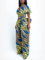 Load image into Gallery viewer, Women&#39;s Sexy African Print DIY Multi-wear Strappy Wide-leg Jumpsuit
