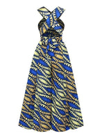 Load image into Gallery viewer, Women&#39;s Sexy African Print DIY Multi-wear Strappy Wide-leg Jumpsuit
