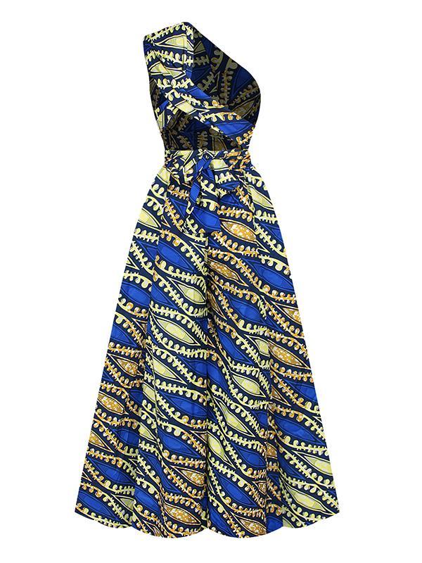 Women's Sexy African Print DIY Multi-wear Strappy Wide-leg Jumpsuit