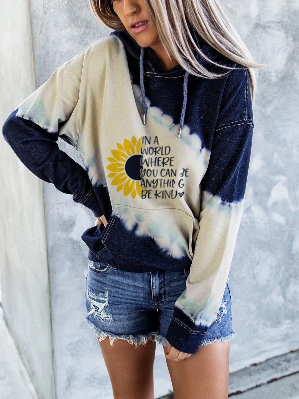 Women's "in a world where you can be anything be kind" Tie-dye Hoodie