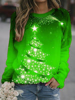 Load image into Gallery viewer, Christmas Tree Printed Crew Neck Sweatshirt

