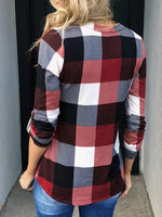 Load image into Gallery viewer, Women&#39;s Plaid V-neck Long Sleeve Tops
