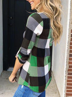 Load image into Gallery viewer, Women&#39;s Plaid V-neck Long Sleeve Tops
