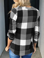 Load image into Gallery viewer, Women&#39;s Plaid V-neck Long Sleeve Tops
