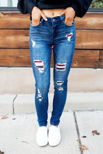 Load image into Gallery viewer, Check print casual jeans for women
