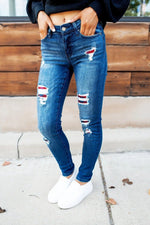 Load image into Gallery viewer, Check print casual jeans for women
