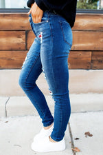 Load image into Gallery viewer, Check print casual jeans for women
