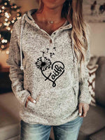 Load image into Gallery viewer, Women&#39;s Faith Dandelion Heart Print Hoodie
