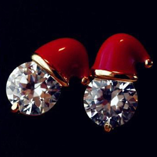 Rhinestone Christmas Decoration Hat Earrings