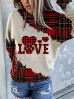 Load image into Gallery viewer, Love Paw Print Plaid Hoodie
