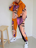 Load image into Gallery viewer, Two piece sets/ Co-ord Floral conventional knitting printing Micro-elasticity Knitted Cotton Cotton-Blend Autumn Winter Spring Casual
