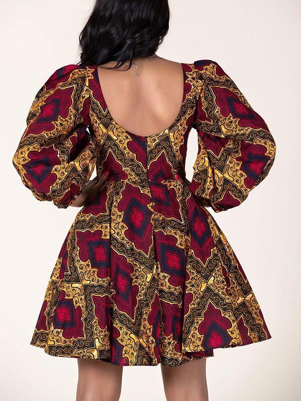 Women's Fashion Sexy U-shaped Back Long Sleeve Autumn Dress