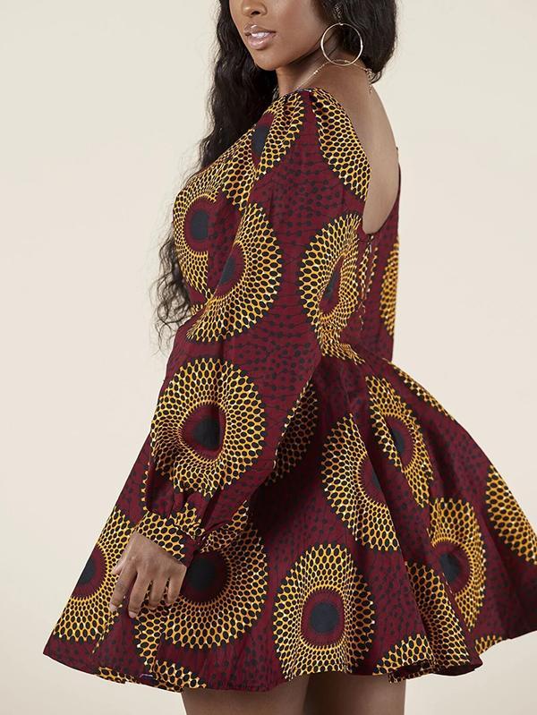 Women's Fashion Sexy U-shaped Back Long Sleeve Autumn Dress