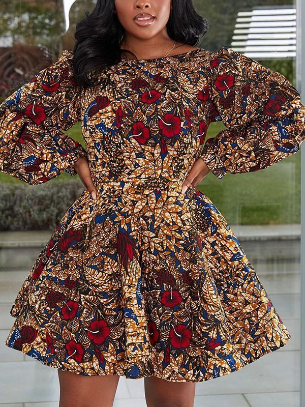 Women's Fashion Sexy U-shaped Back Long Sleeve Autumn Dress