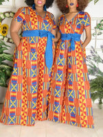 Load image into Gallery viewer, African Sexy Female V-neck With Belt Wide-leg Trousers Two-Pocket Jumpsuit
