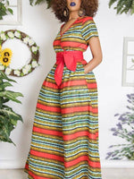 Load image into Gallery viewer, African Sexy Female V-neck With Belt Wide-leg Trousers Two-Pocket Jumpsuit
