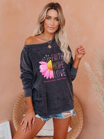 Load image into Gallery viewer, Women&#39;s Faith Hope Love Breast Cancer Awareness Daisy Printed Sweatshirt
